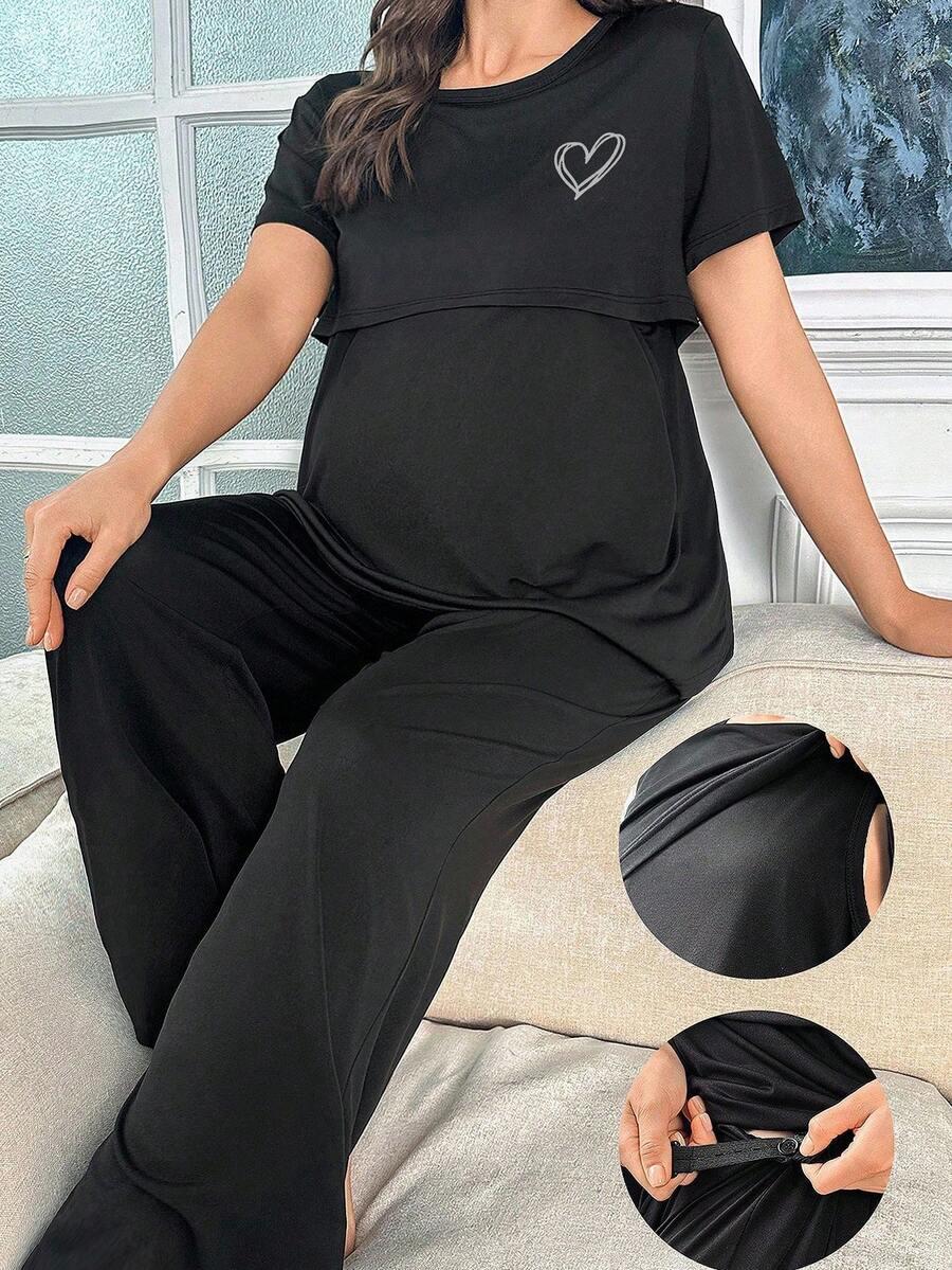 ciążowa piżama spodnie t-shirt