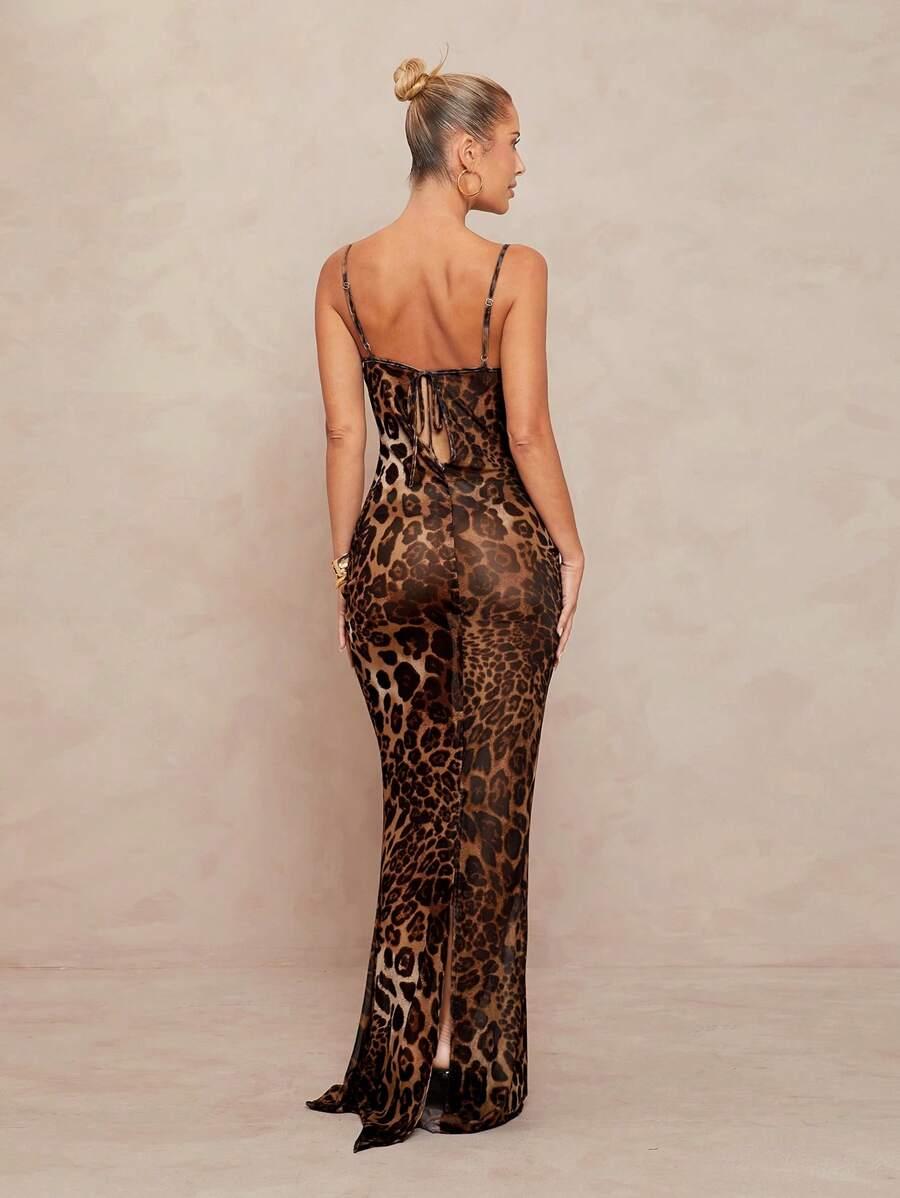 maxi sukienka animal print siateczka