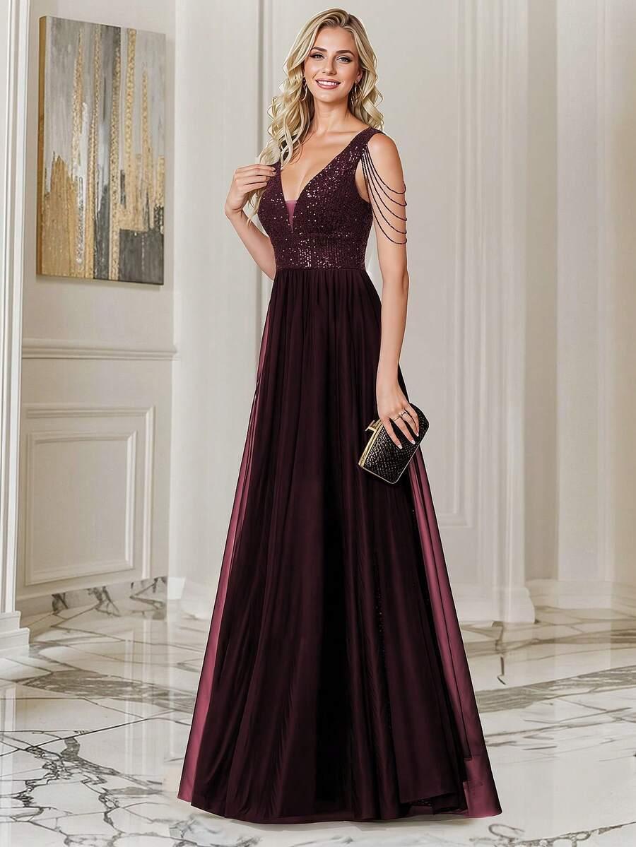 BURGUNDOWA MAXI SUKIENKA zdobienie