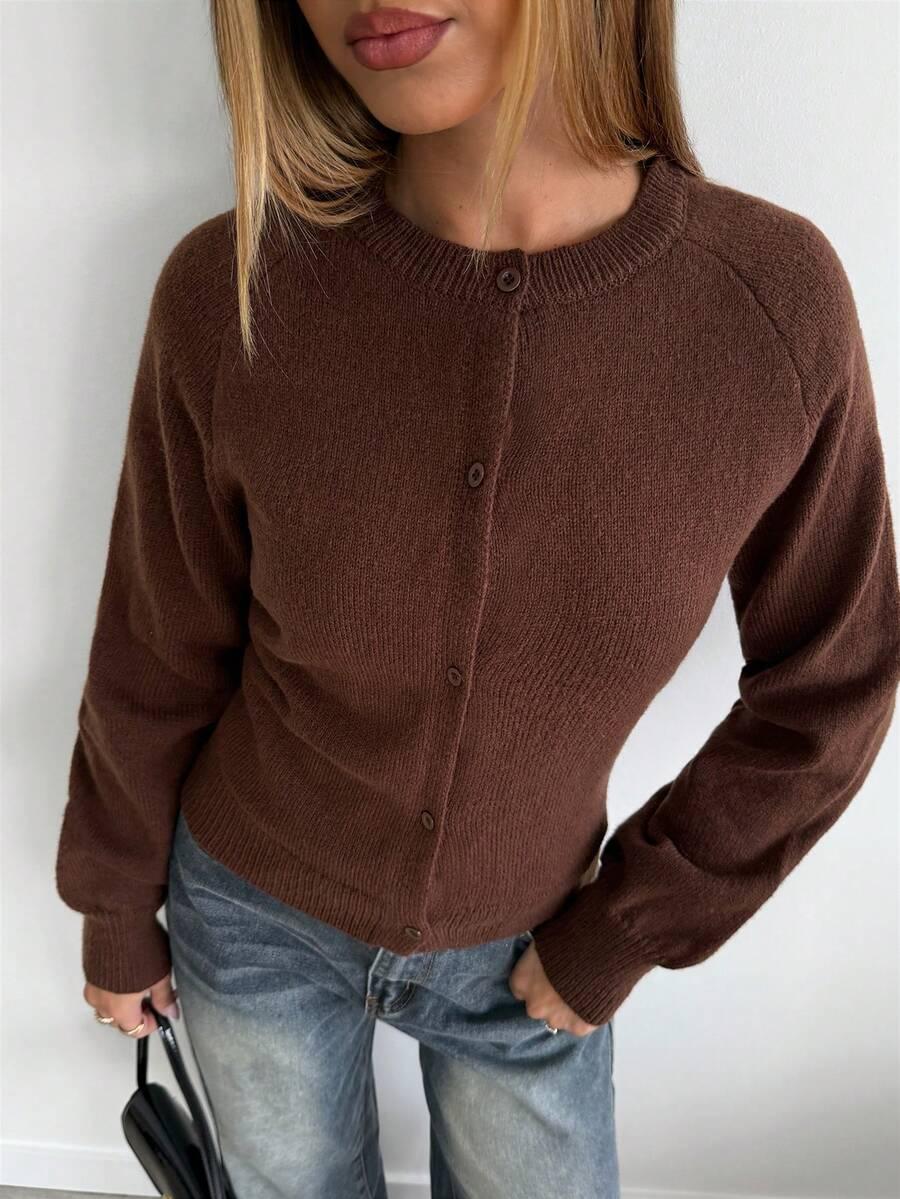 BRĄZOWY SWETER KARDIGAN 