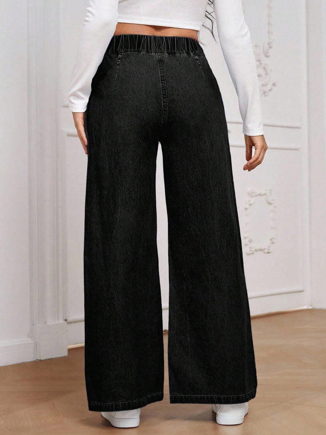 CZARNE SPODNIE JEANS 