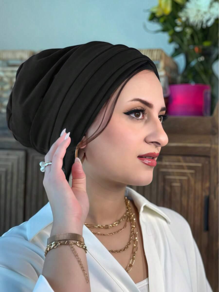 czarny turban na głowę