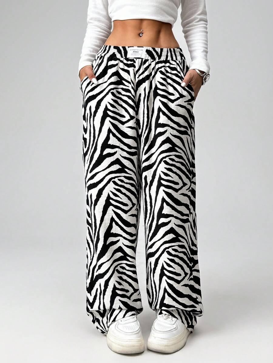 SPODNIE CASUAL PRINT ZEBRA 