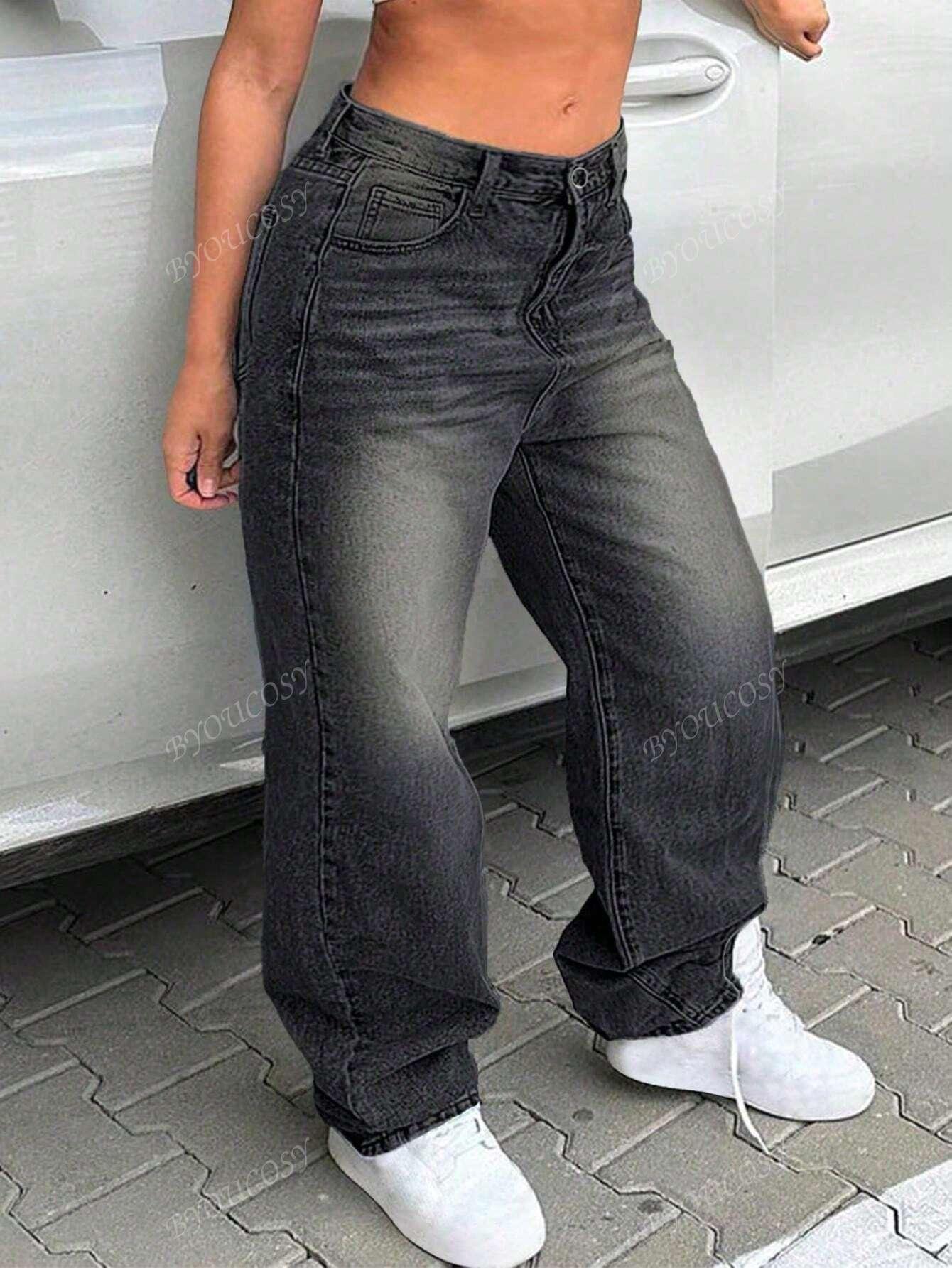 CZARNE SPODNIE JEANS PROSTE NOGAWKI
