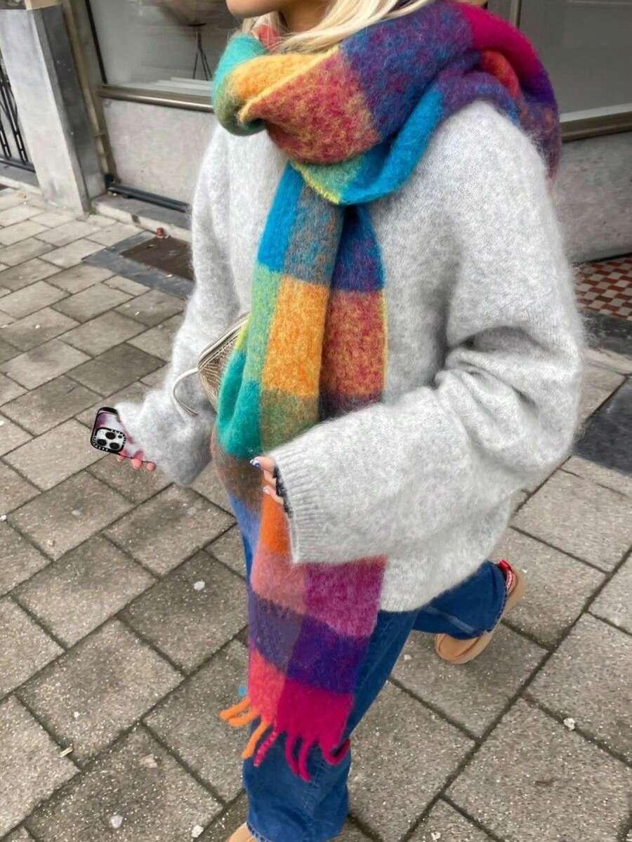 szalik frędzle wzór