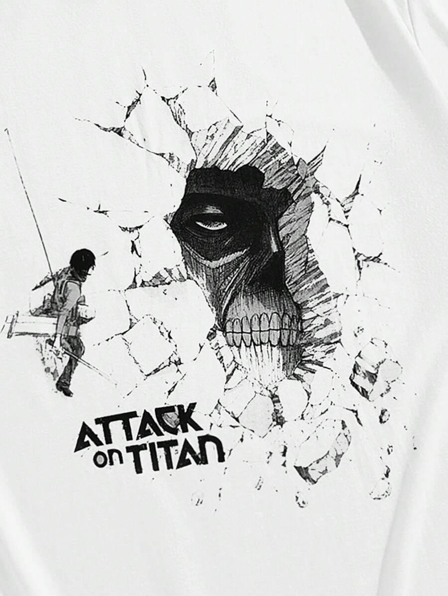 biały t-shirt attack on titan