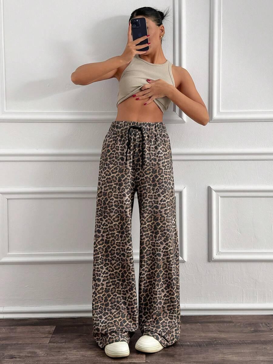 SPODNIE ANIMAL PRINT wiązanie casual