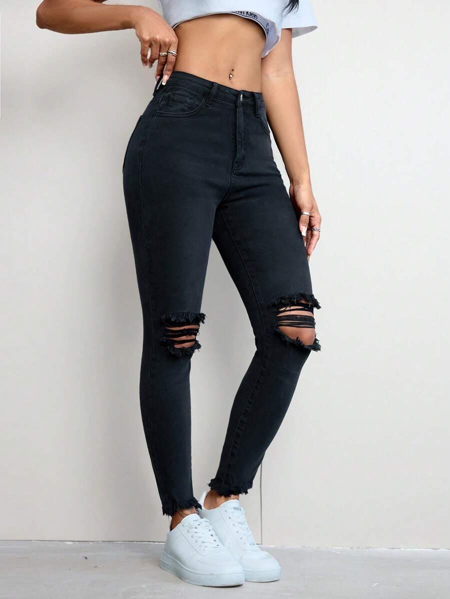 CZARNE SPODNIE JEANS