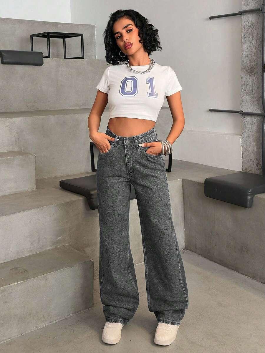 SZARE SPODNIE JEANS