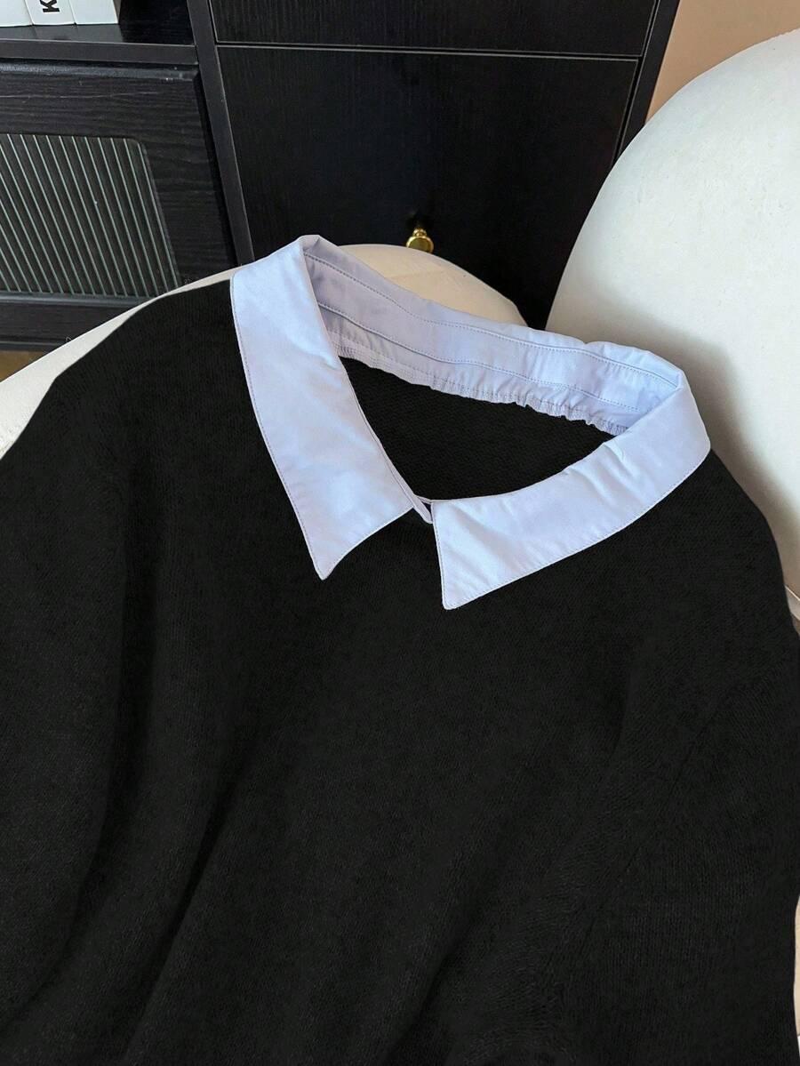 CZARNY SWETER KONTRAST