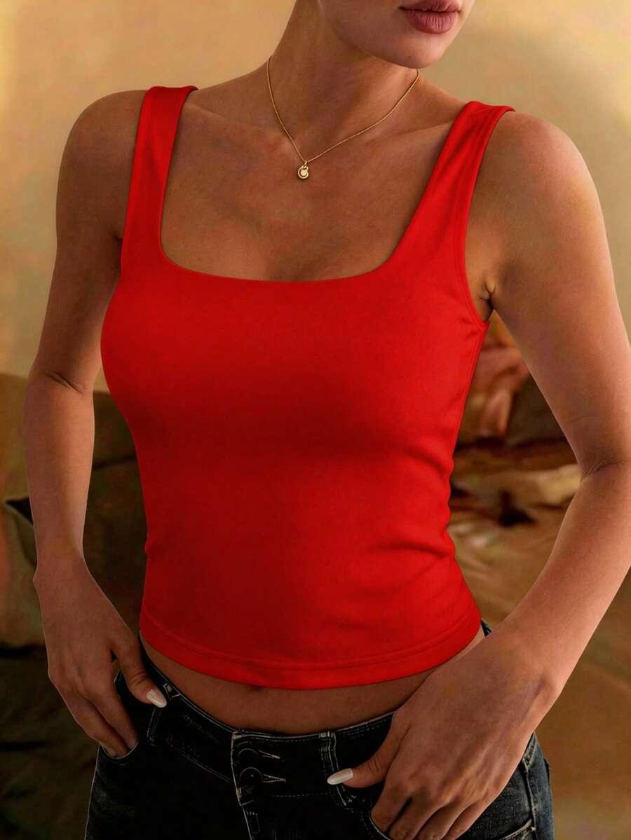 czerwony top casual 