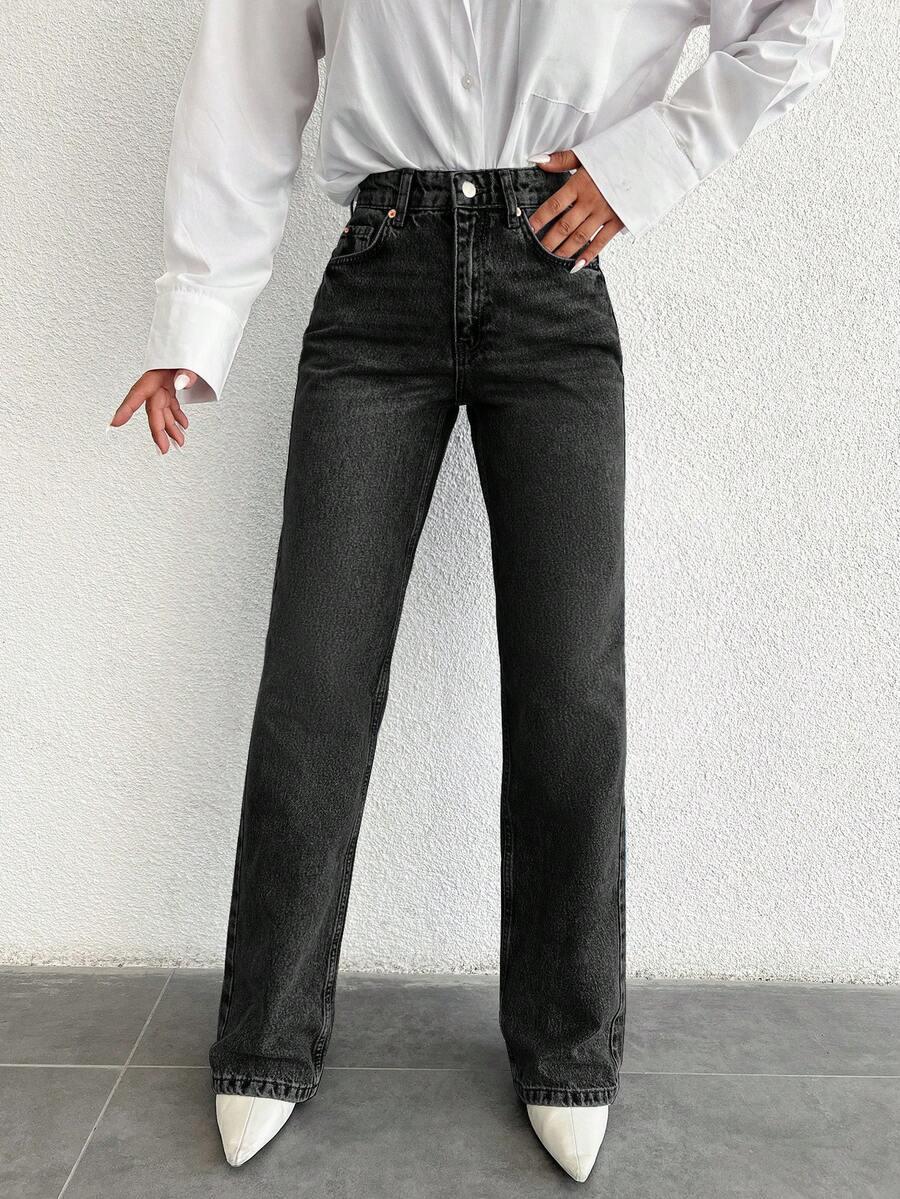CZARNE SPODNIE JEANS HIGH WAIST