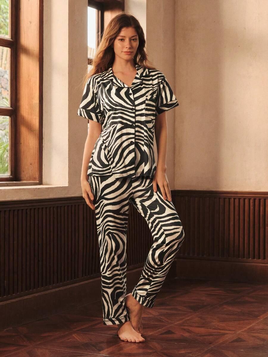 piżama koszula spodnie animal print