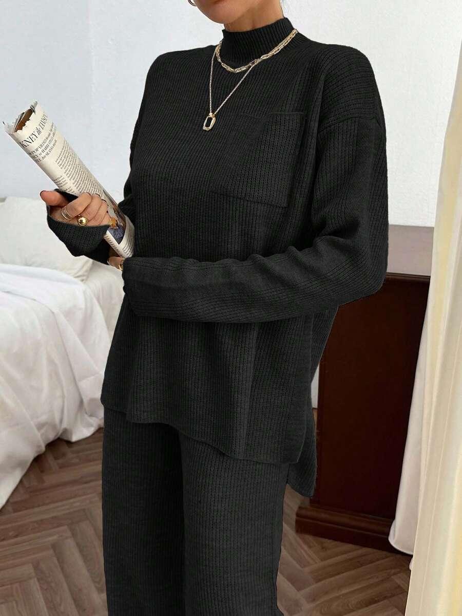 czarny sweter kieszeń