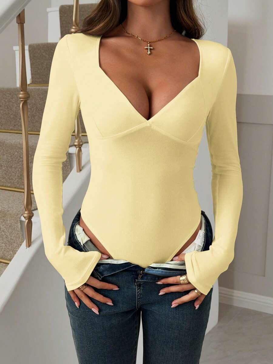 ŻÓŁTE BODY DŁUGI RĘKAW