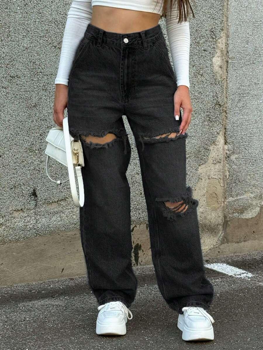CZARNE SPODNIE JEANS