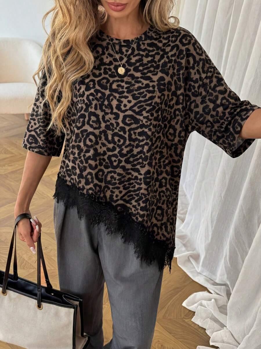 asymetryczna bluzka animal print