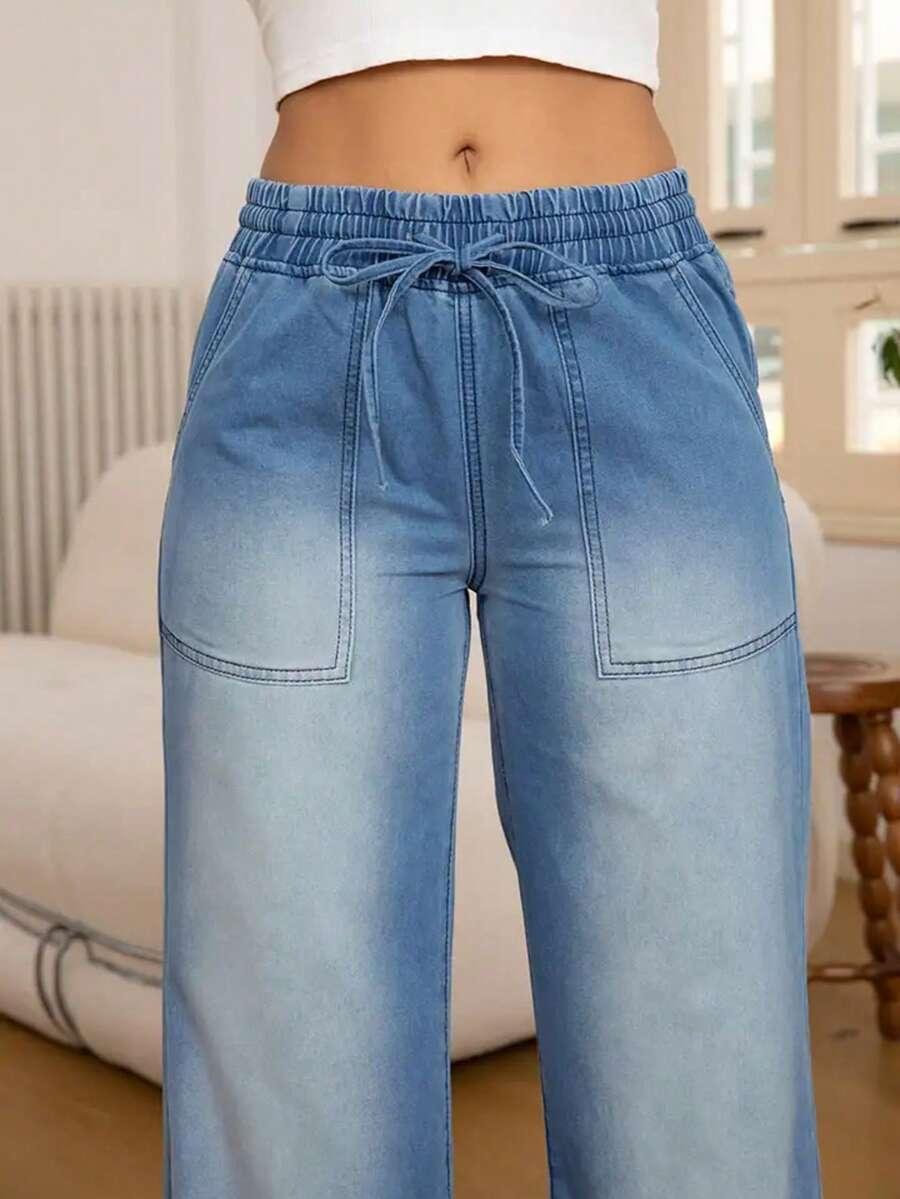 proste spodnie jeans wiązanie
