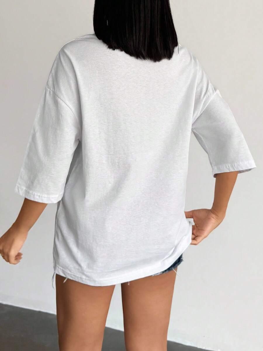 biały t-shirt kieszonka haft