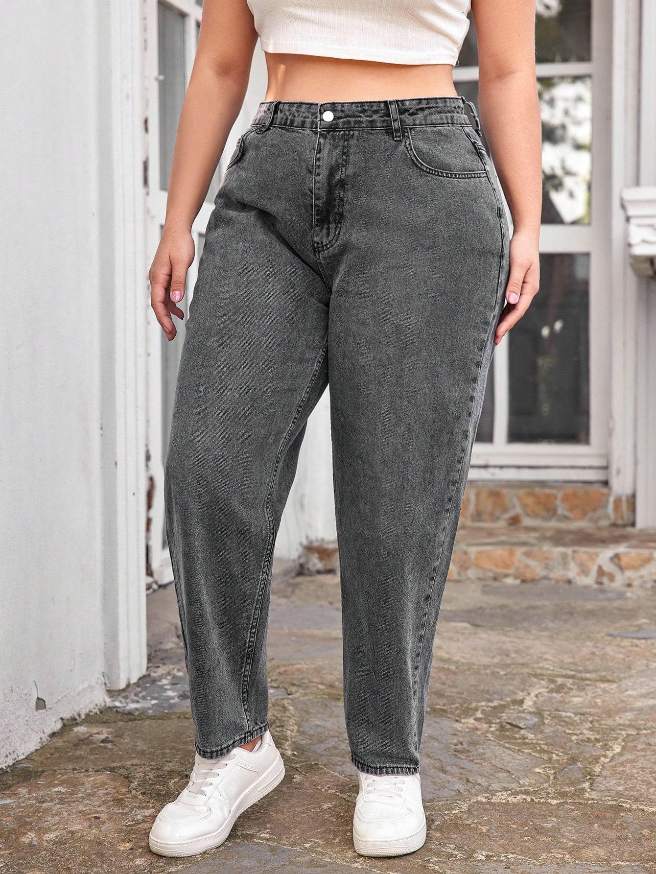 szare spodnie wysoki stan jeans