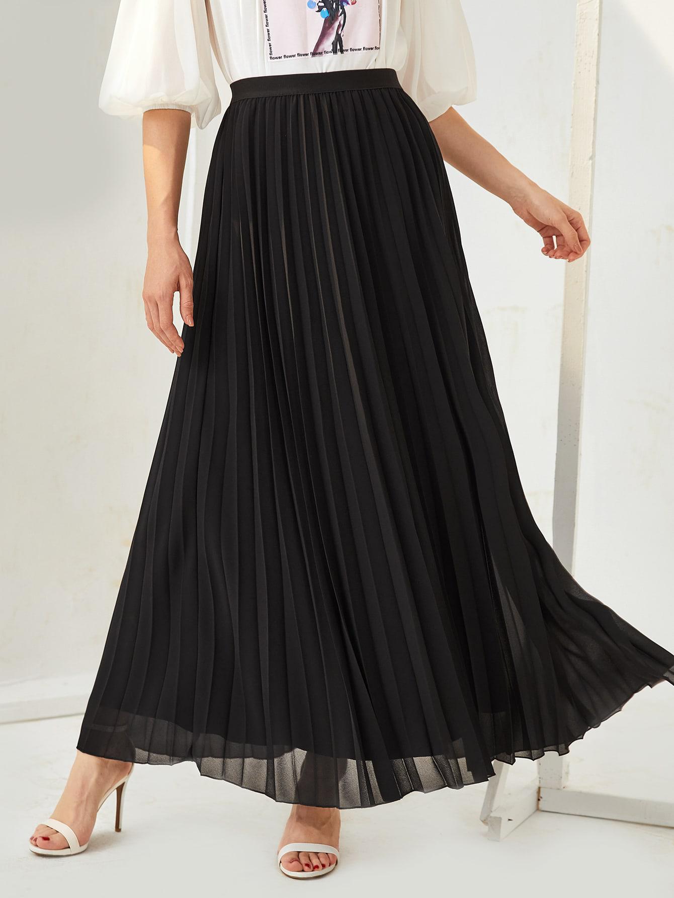 CZARNA PLISOWANA SPÓDNICA MAXI