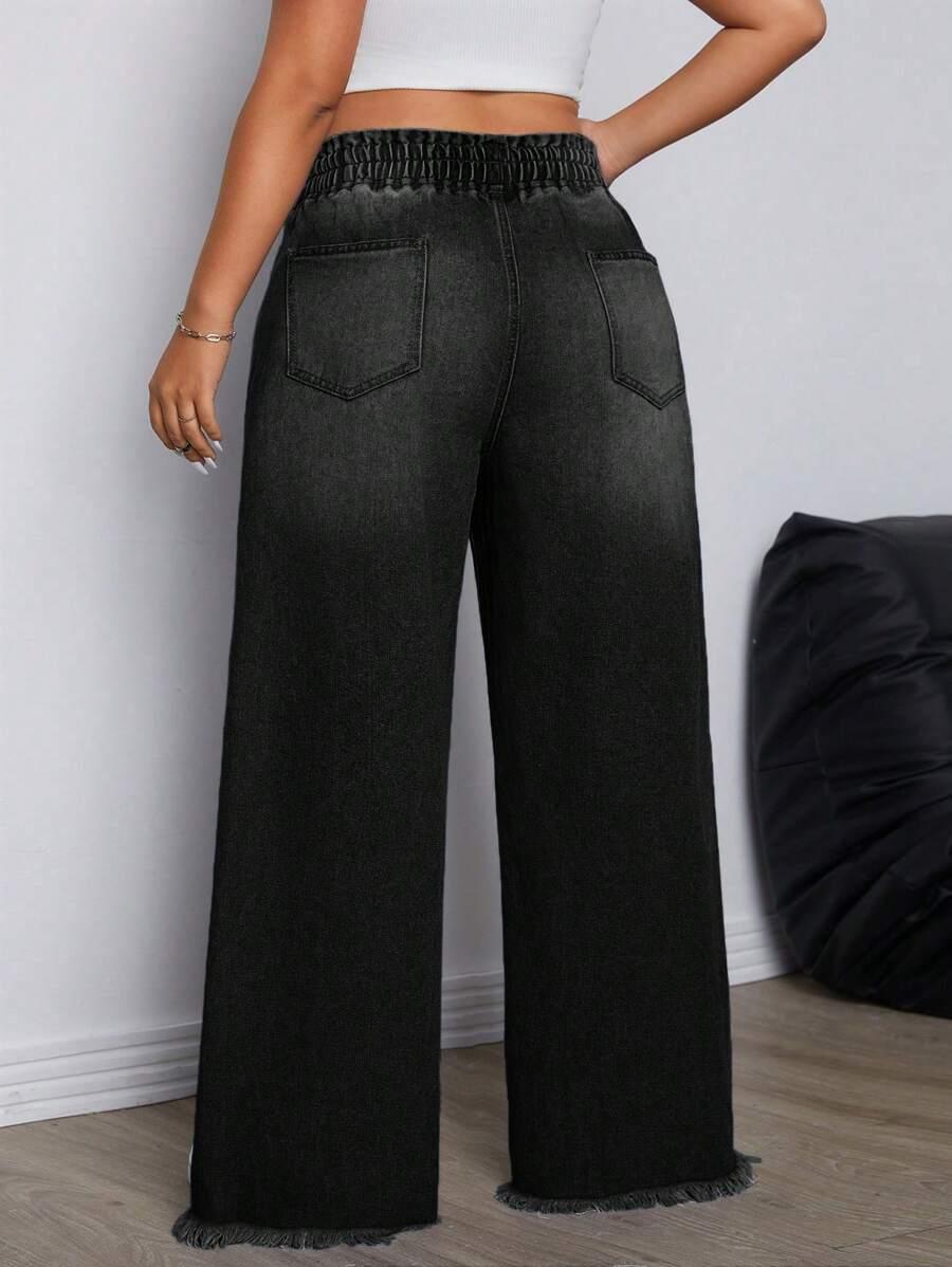 CZARNE SPODNIE JEANS WIĄZANIE