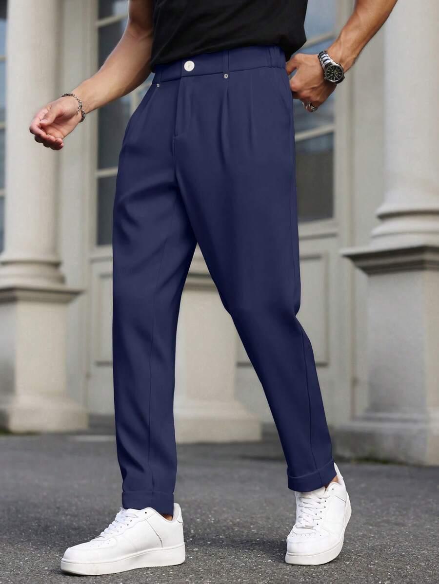 granatowe spodnie casual 