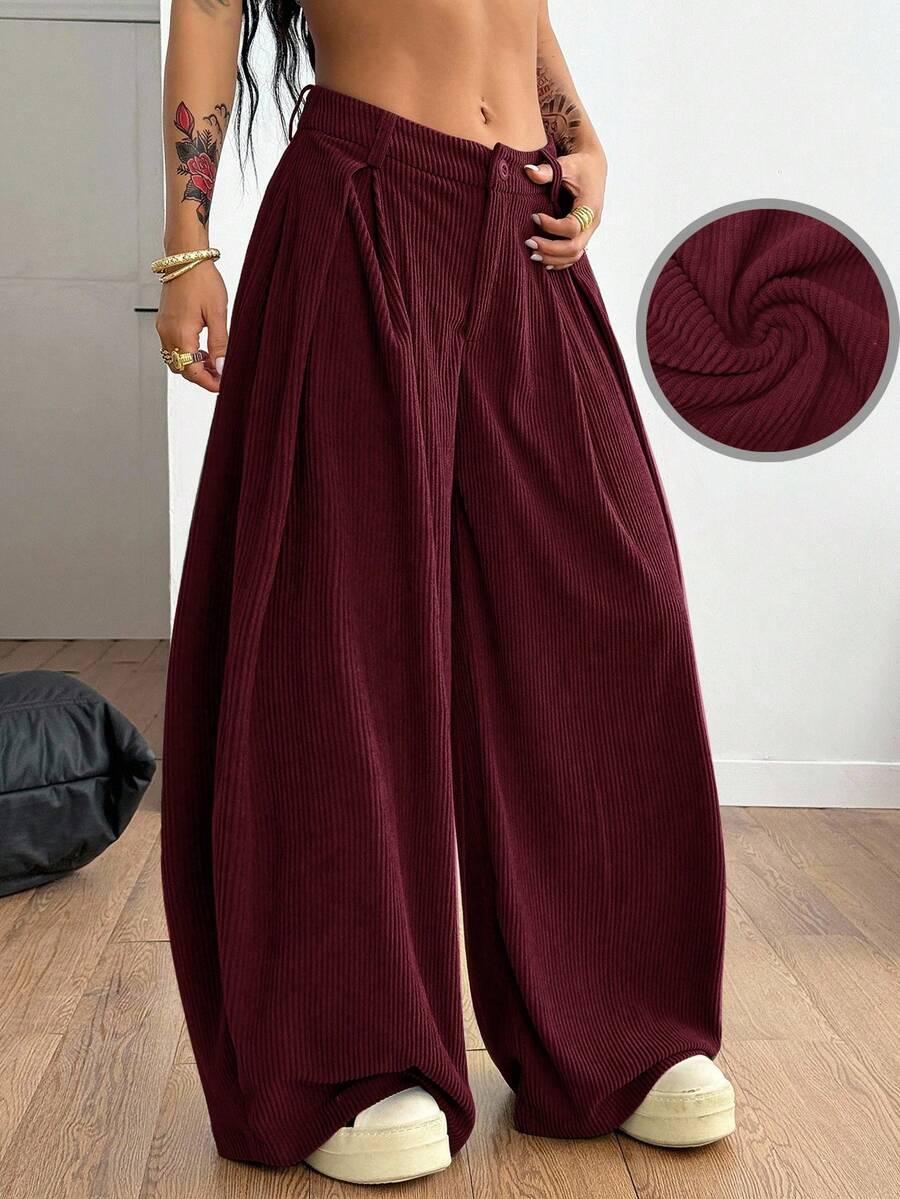 BORDOWE SPODNIE CASUAL OVERSIZE
