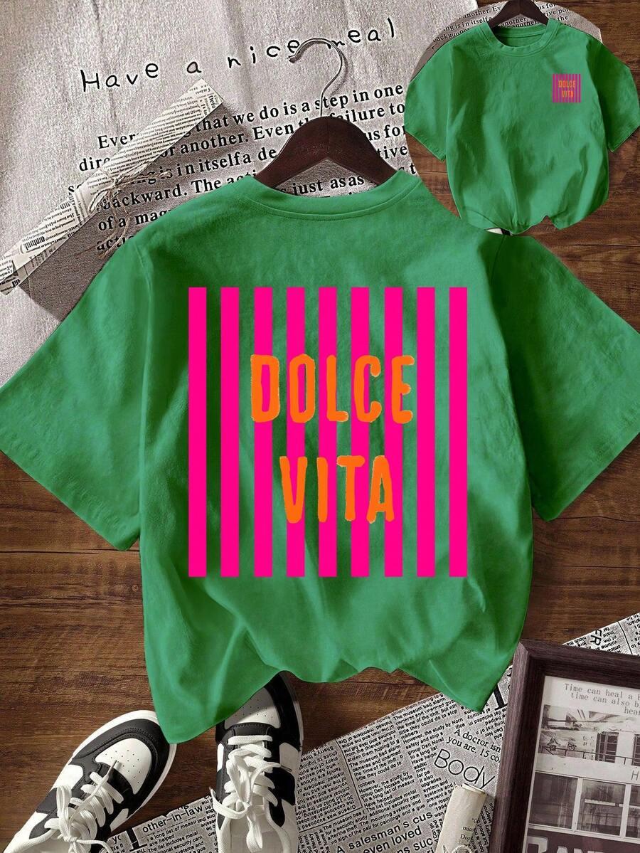 zielony T-shirt nadruk