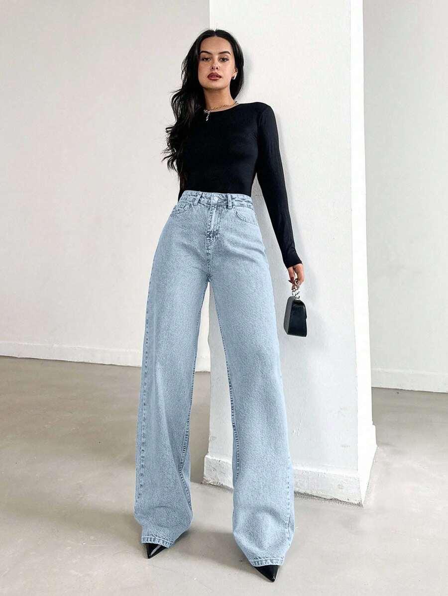 SPODNIE JEANS PROSTE NOGAWKI 