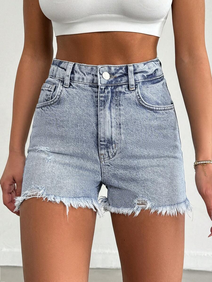 NIEBIESKIE SPODENKI JEANSOWE WYSOKI STAN