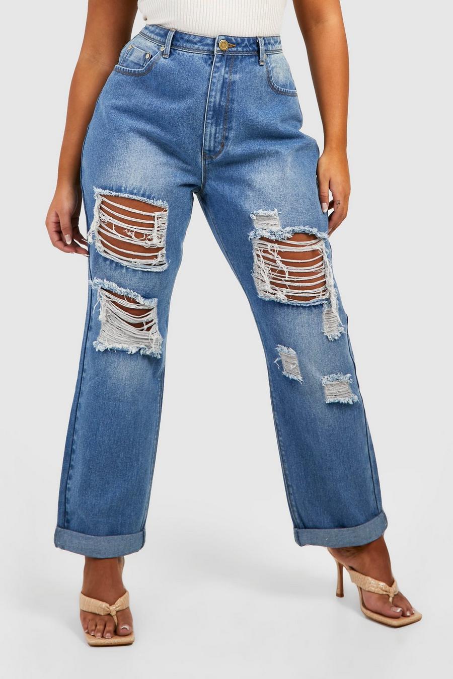 spodnie mom jeans ripped dziury