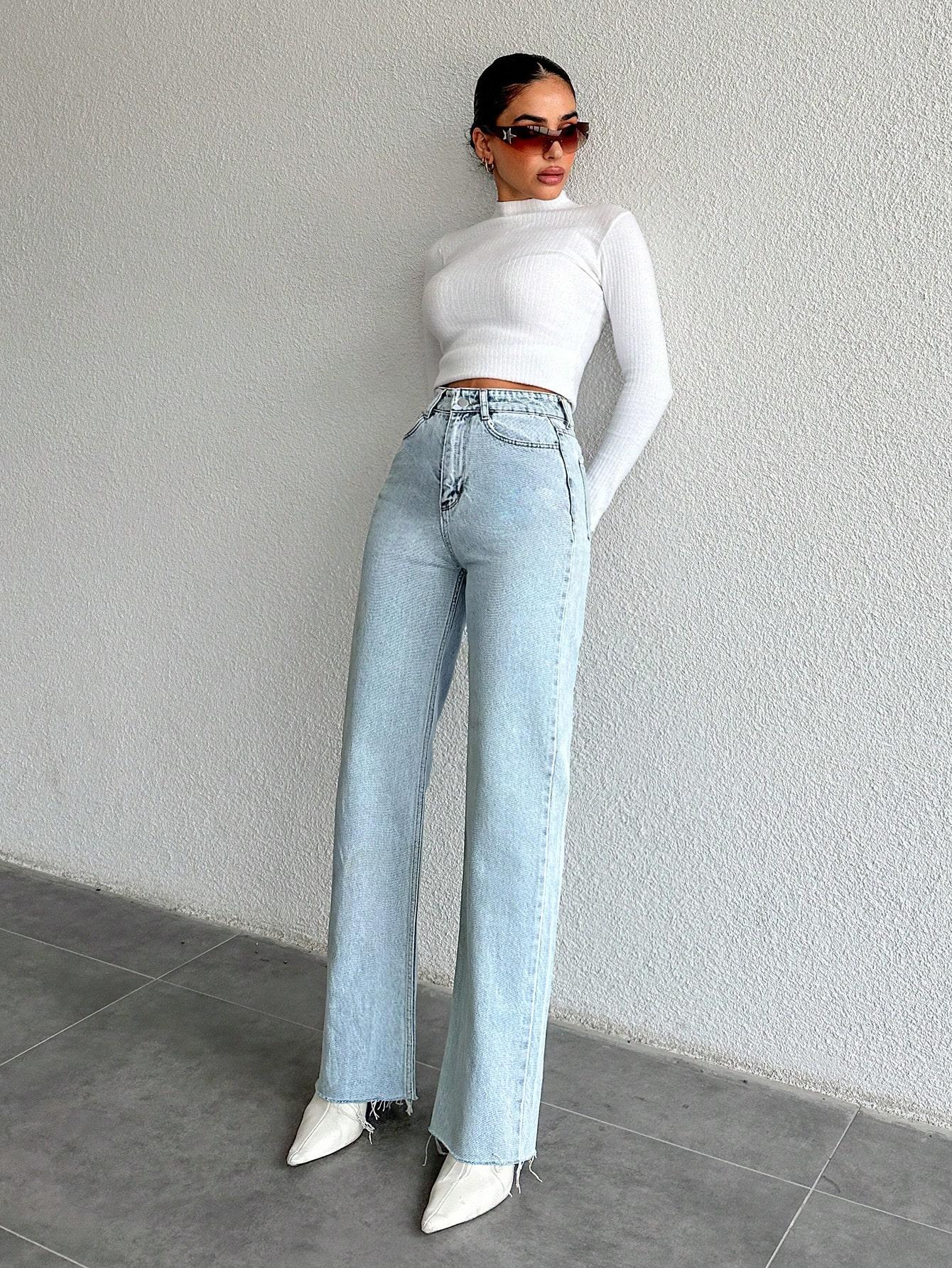 NIEBIESKIE PROSTE SPODNIE JEANS