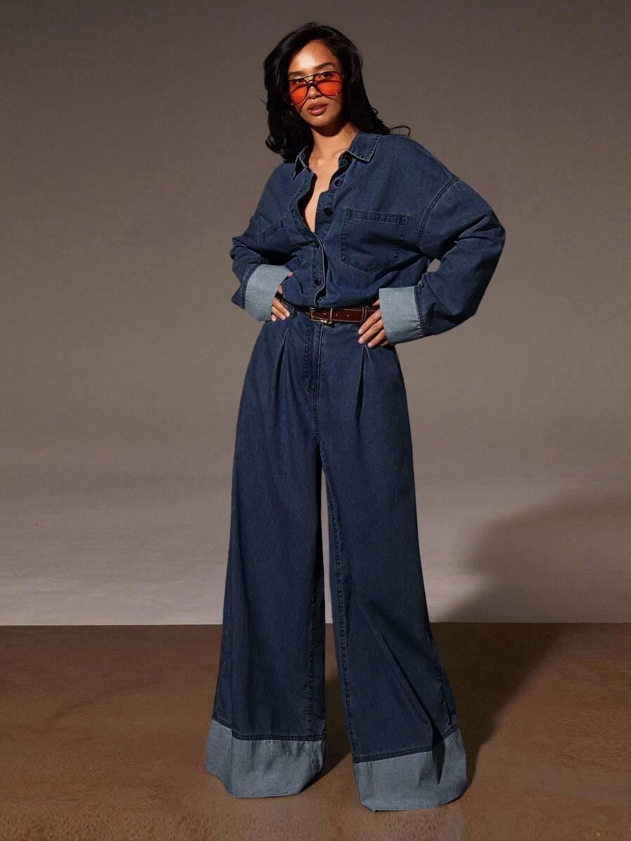 NIEBIESKI KOMBINEZON JEANS 