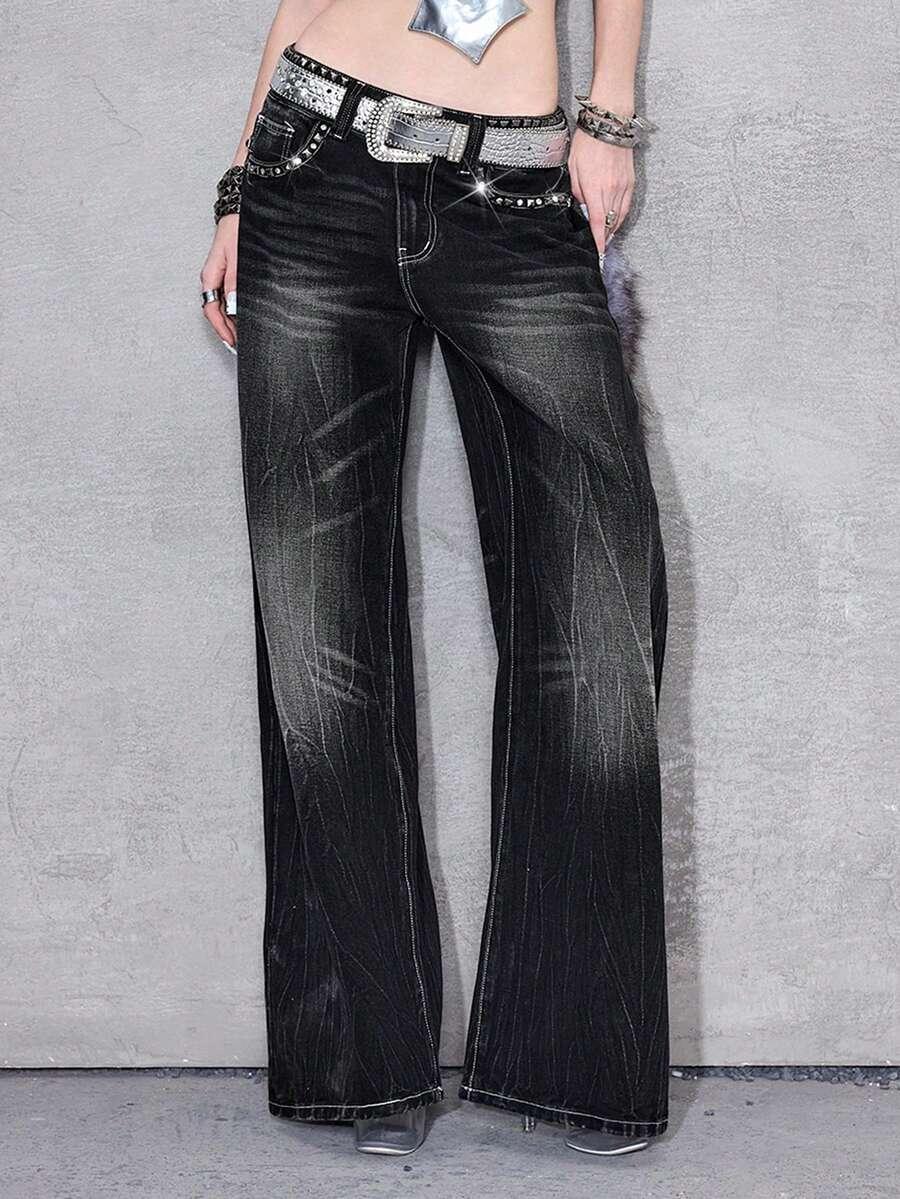 CZARNE SPODNIE JEANS