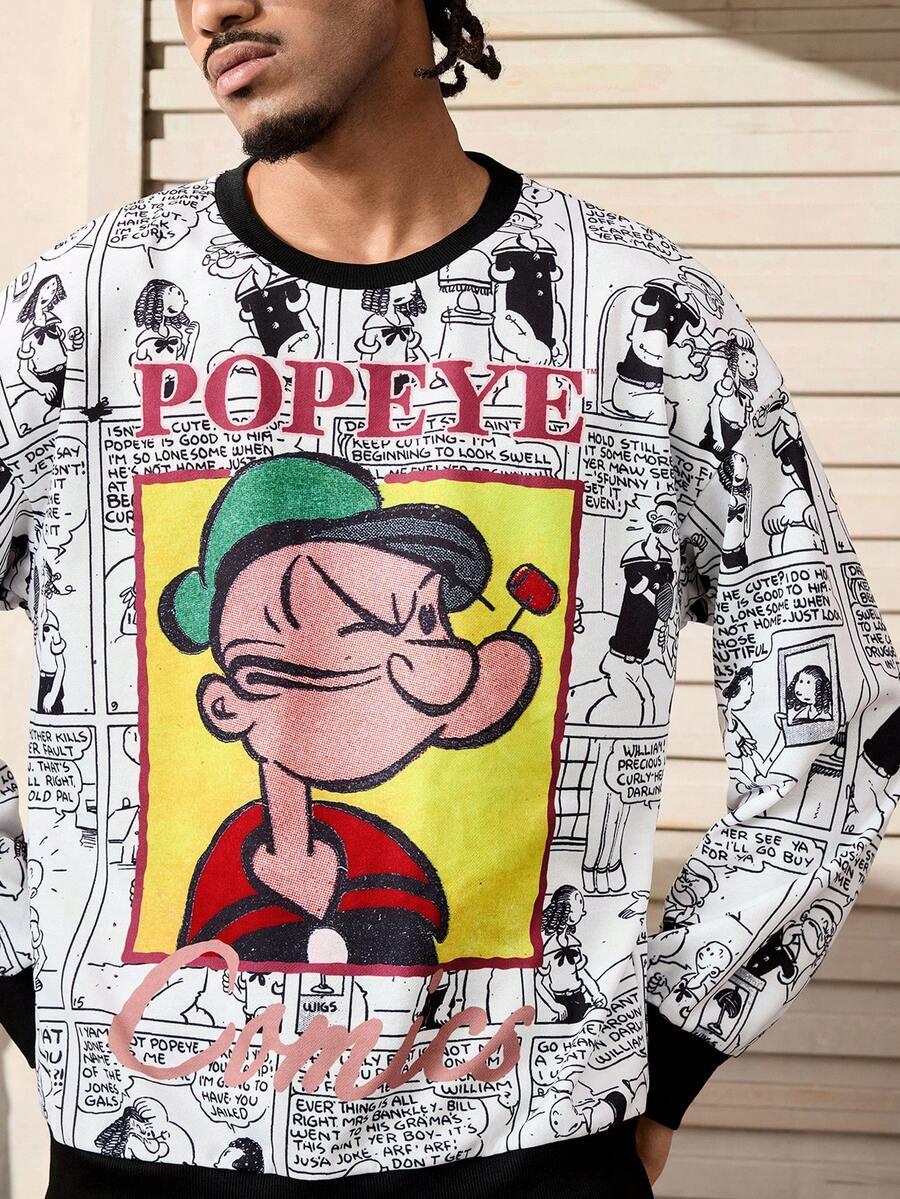 MĘSKA LUŹNA BLUZA Z NADRUKIEM W LITERY I KRESKÓWKĘ 