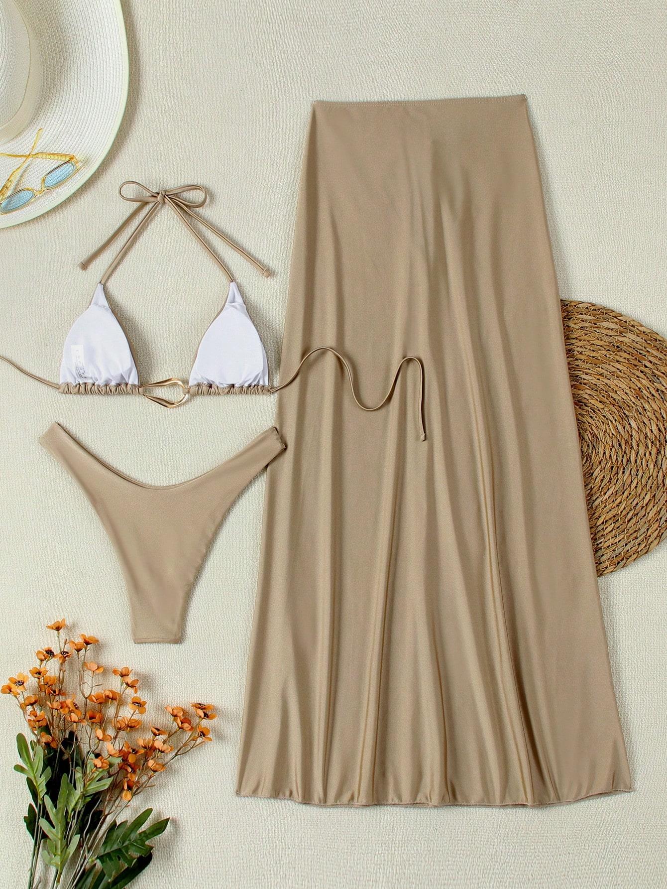 TRZYCZĘŚCIOWY KOMPLET BIKINI PAREO