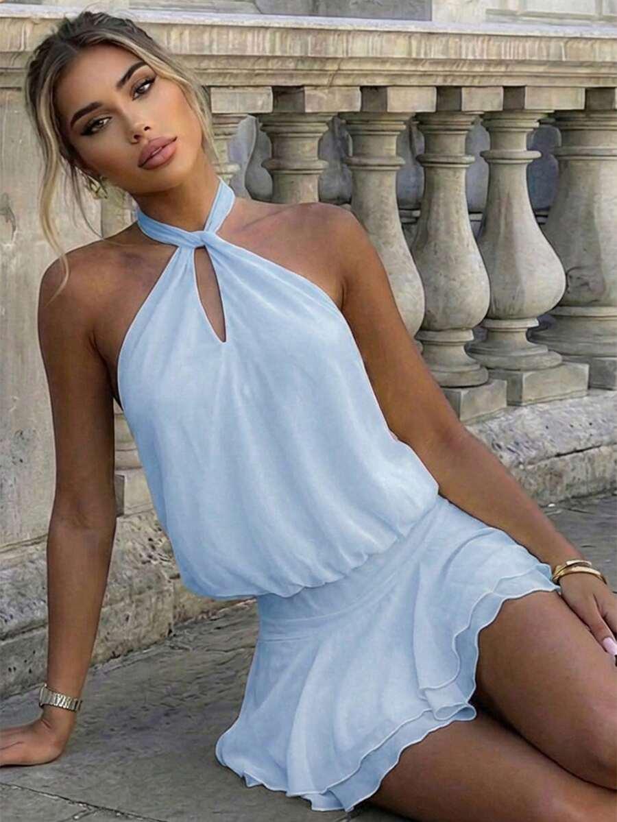NIEBIESKA MINI SUKIENKA
