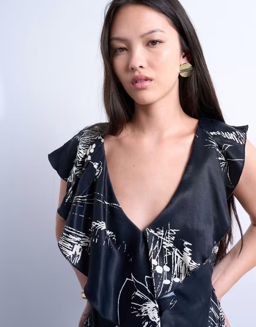 maxi sukienka v-neck print