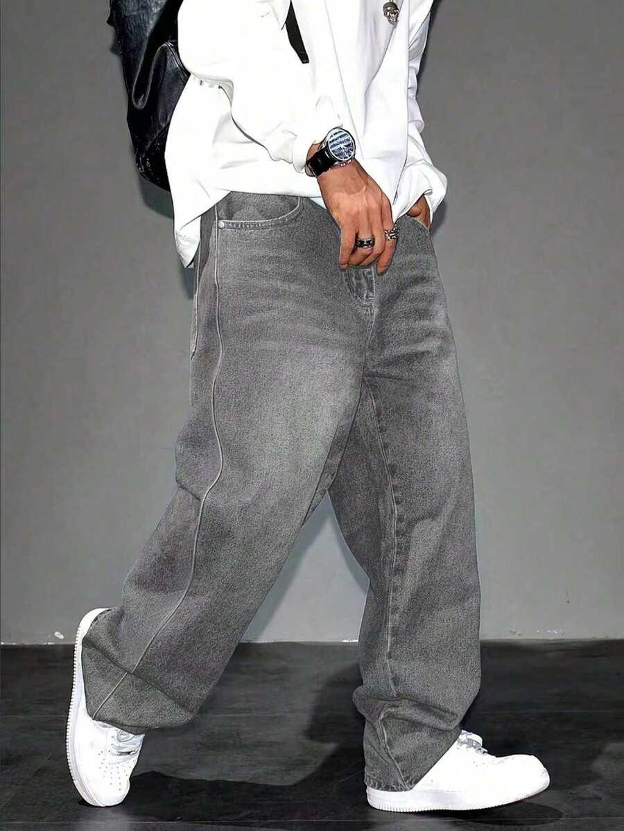 SZARE SPODNIE JEANS