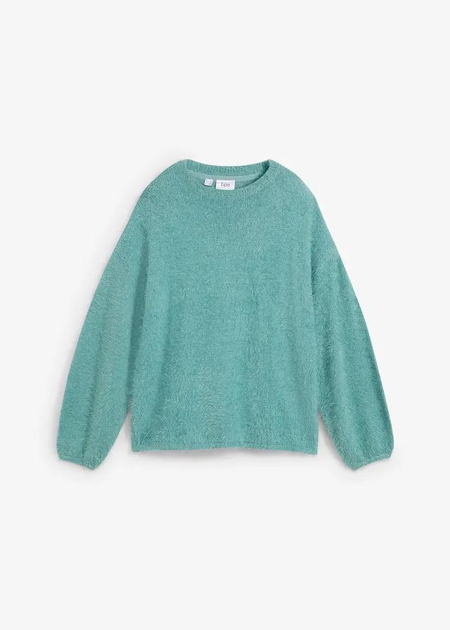 SWETER Z DZIANINY Z PIÓRKOWEJ PRZĘDZY