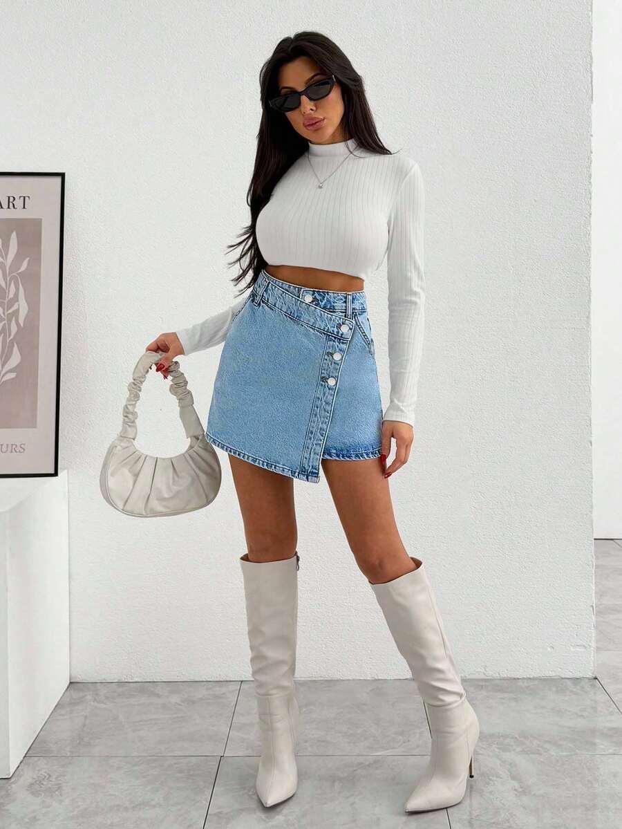 jeansowa mini spódnica