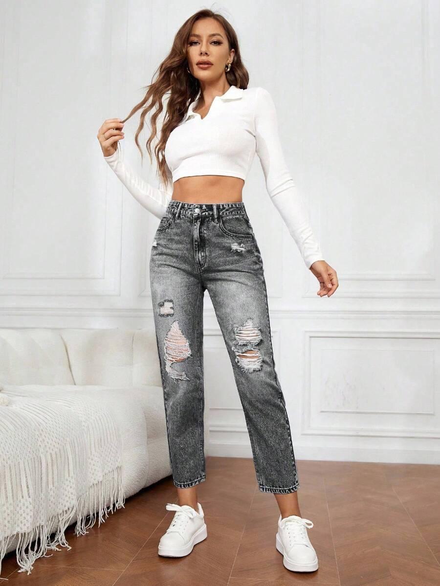 SZARE SPODNIE JEANS