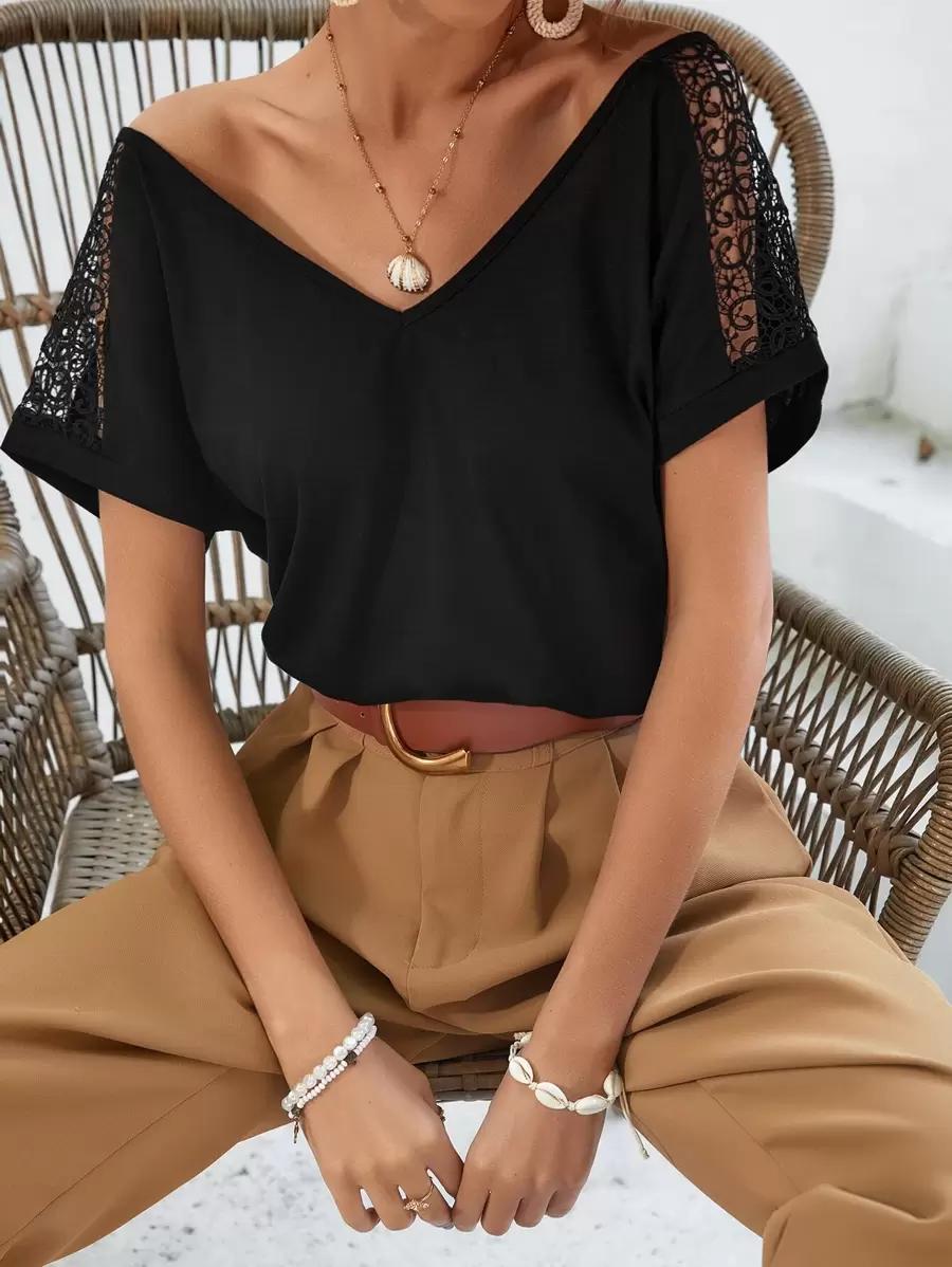 czarna bluzka v neck