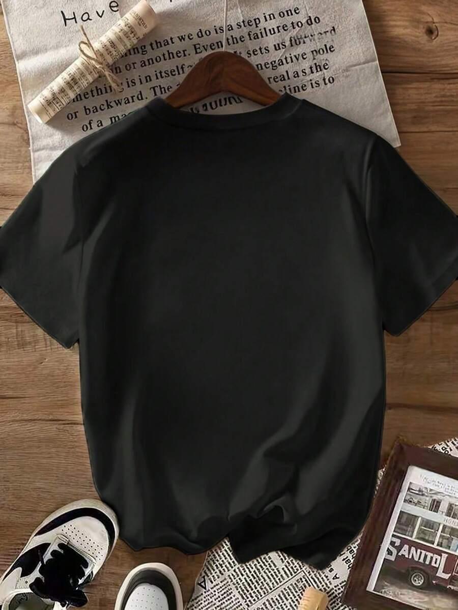 czarny t-shirt wzór napis