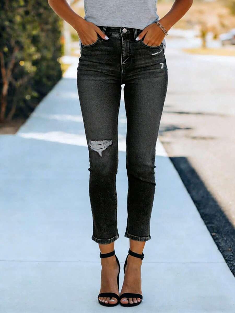 CZARNE SPODNIE JEANS