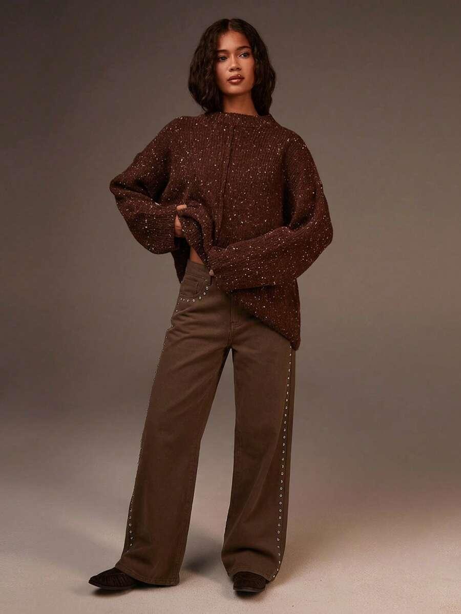 brązowe spodnie jeans 