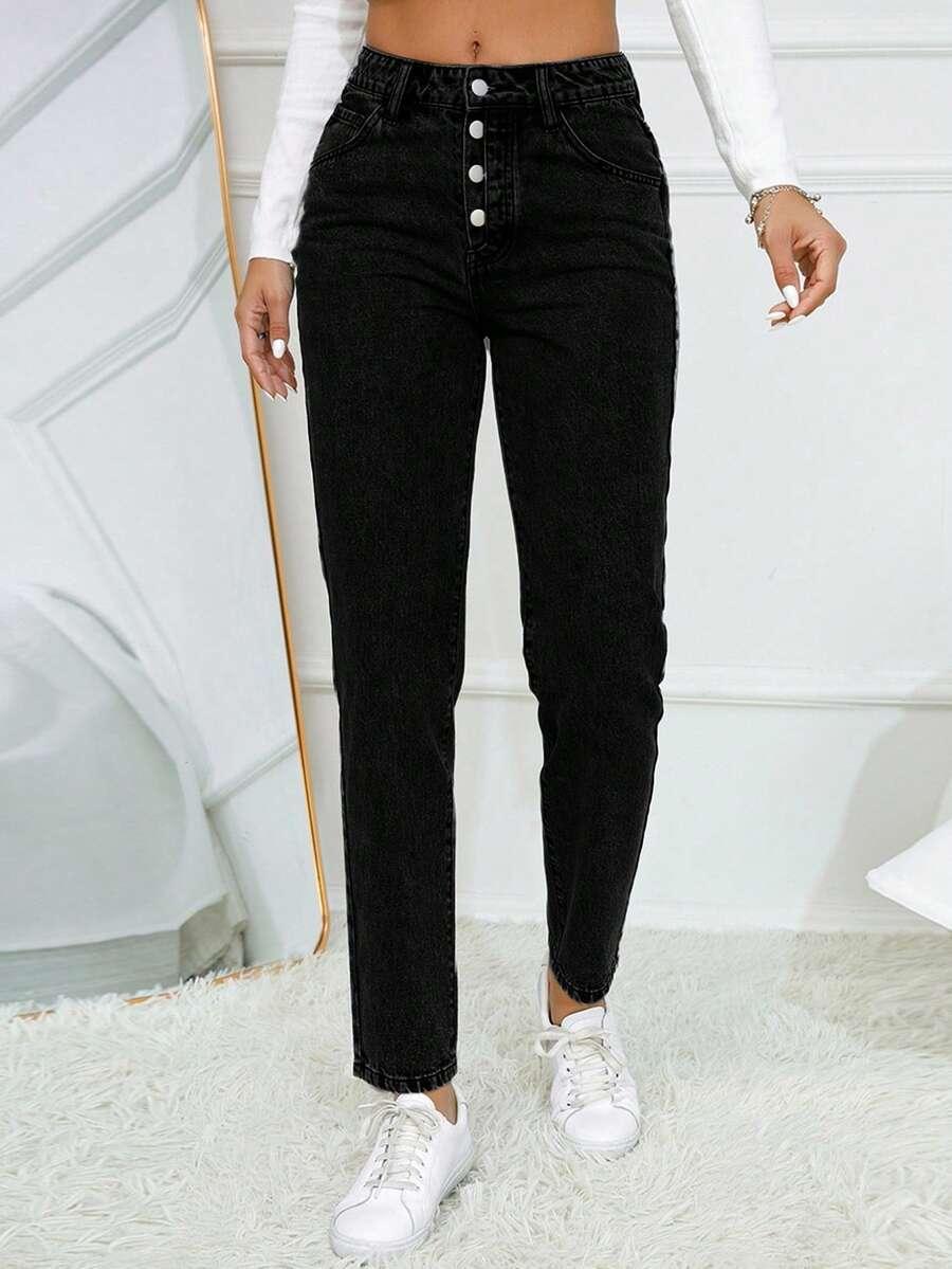 CZARNE SPODNIE JEANS