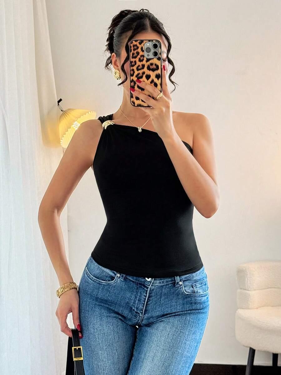 CZARNY ASYMETRYCZNY TOP 