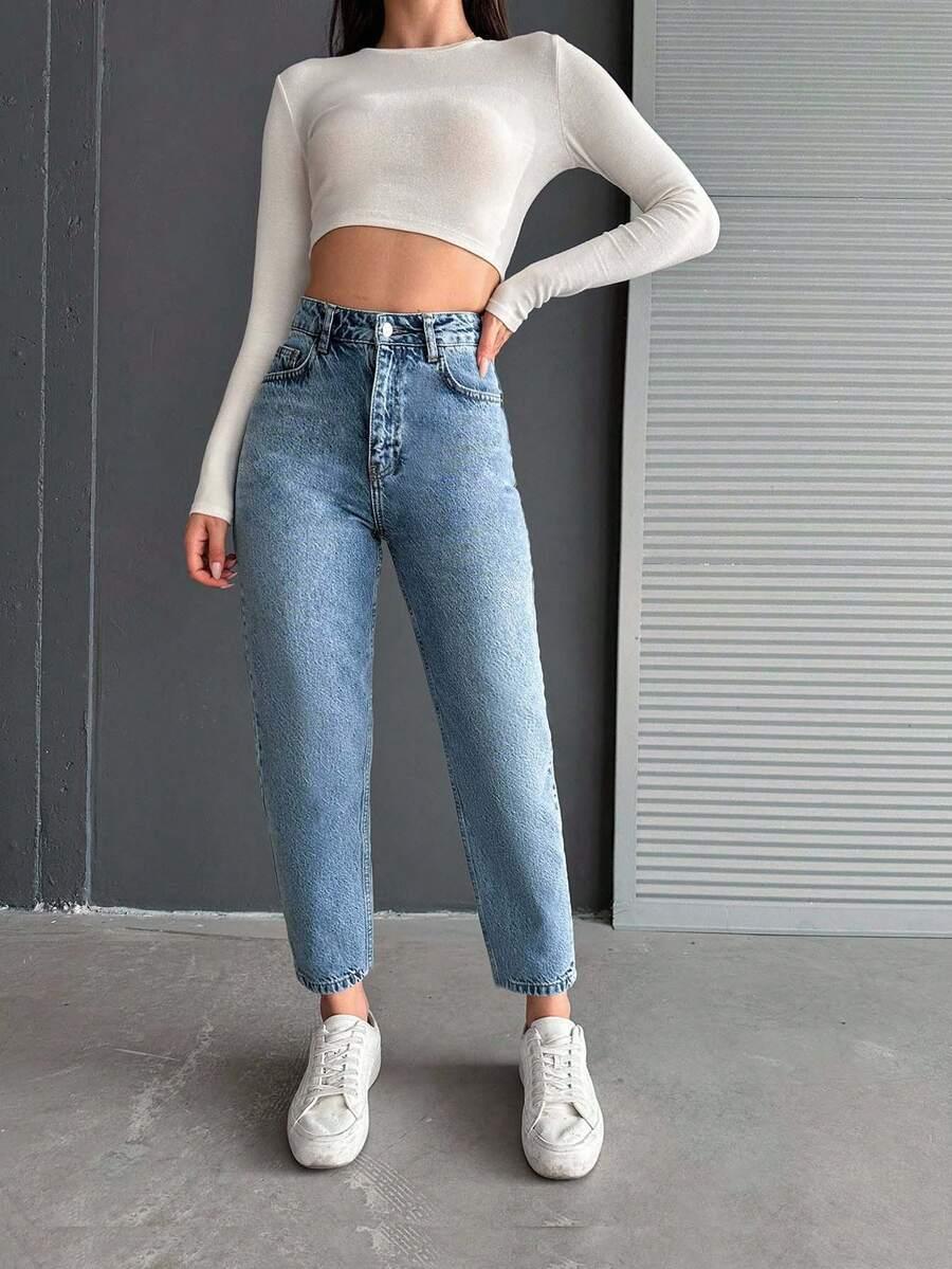 spodnie jeans wysoki stan